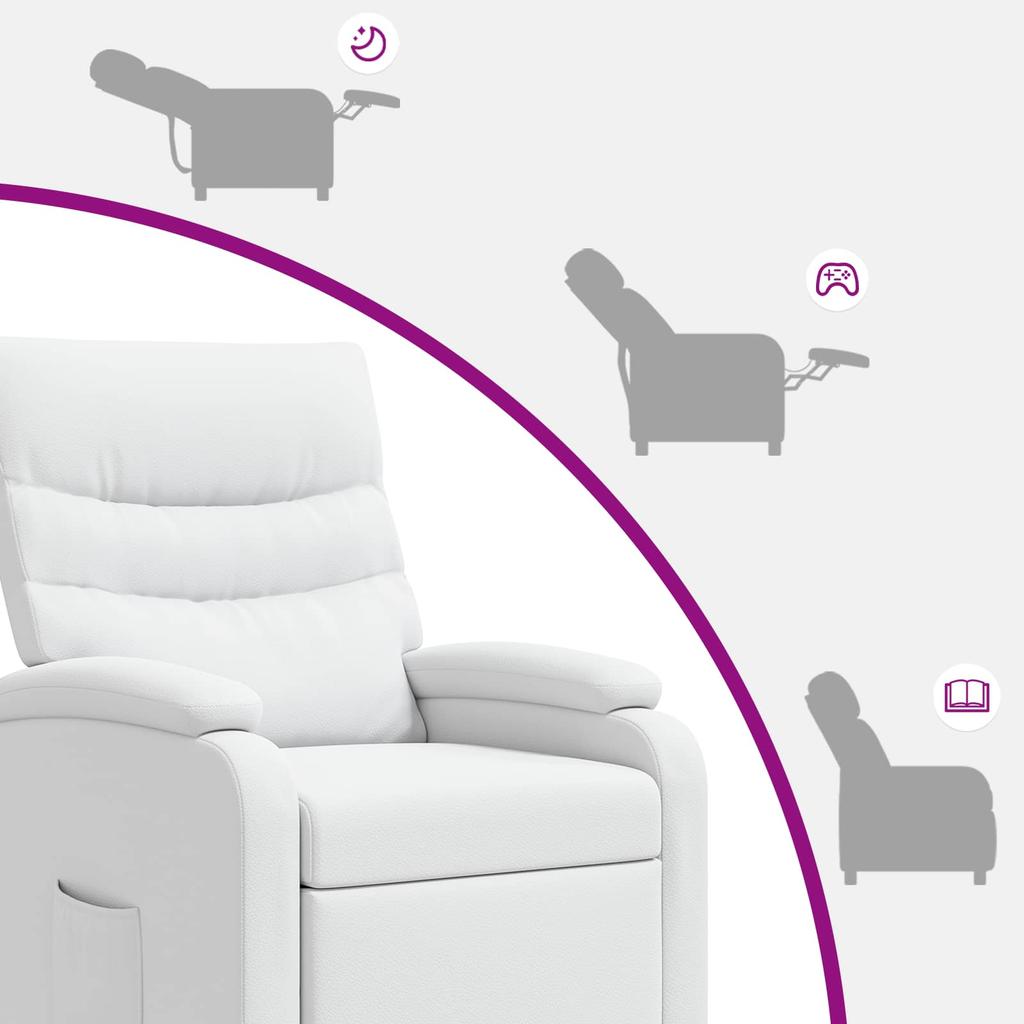 Recliner Chair White Faux Leather
