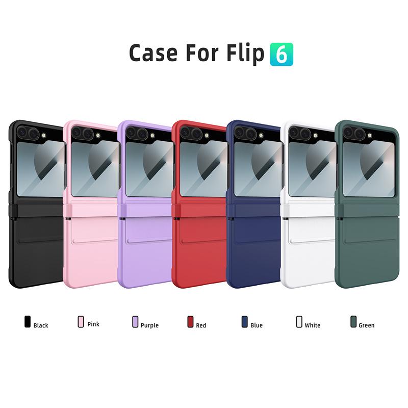 Matte Wrist Strap Hinge Full Protection Hard Case for Samsung Galaxy Z Flip 7 FE / 6 Folding Wristband Cover With Tempered Glass
