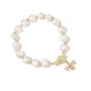 Elegant Imitation Pearls Bracelet for Women Crystal Honeybee Pendant Handchain Adjustable Wristchain Accessory