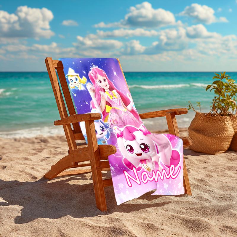 Personalized customized proof beach towel with Catch! Teenieping pattern - soft, absorbent, quick-drying, perfect swimming, camping&bathing