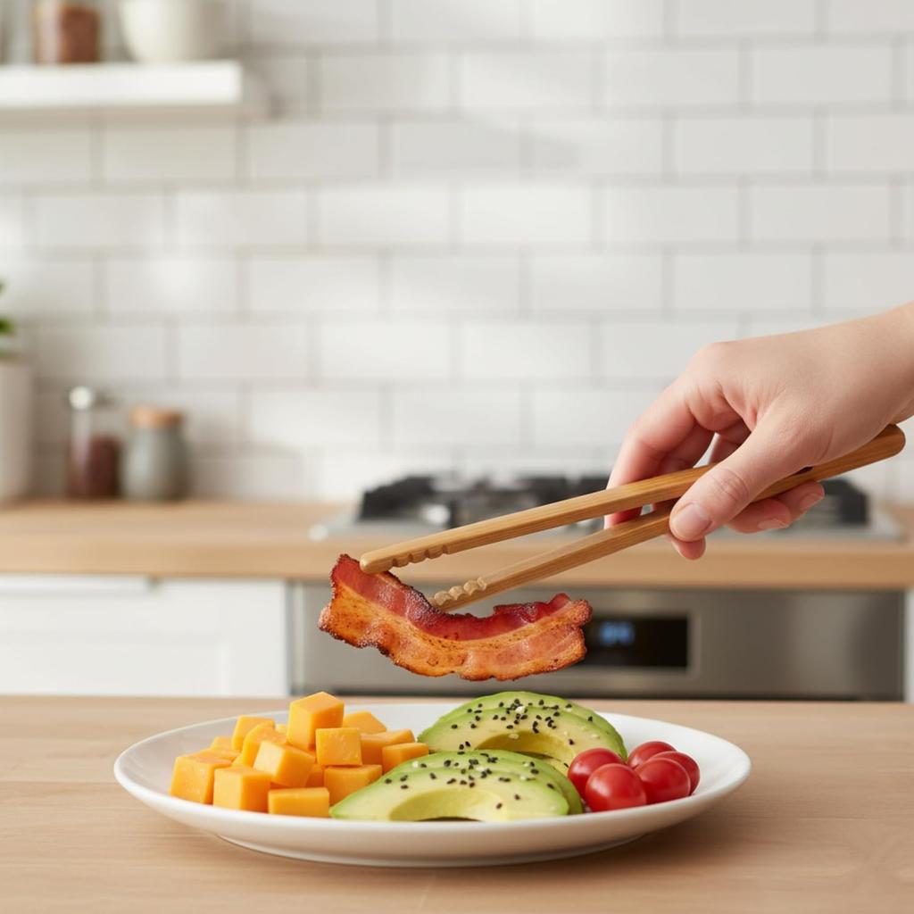 I-MART Toast Tongs Bamboo 7 Inch Set of 2 Wooden Tongs for Toaster Small Cooking Tongs Heat Resistant Natural Kitchen Utensils for Toast Bacon