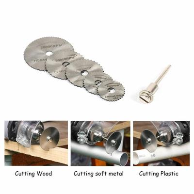 6 Stück 22~44 mm Mini-HSS-Kreissägeblatt, Rotationsschneider für Metallschneidwerkzeugsatz, 1 mm Dicke, 6 mm Innendurchmesser