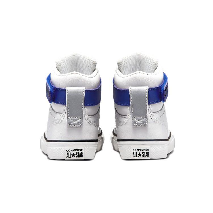 Converse Pro Blaze Strap Casual Abrasion Resistant High Top Skateboard Shoes Silver Gray Kids' 672123C