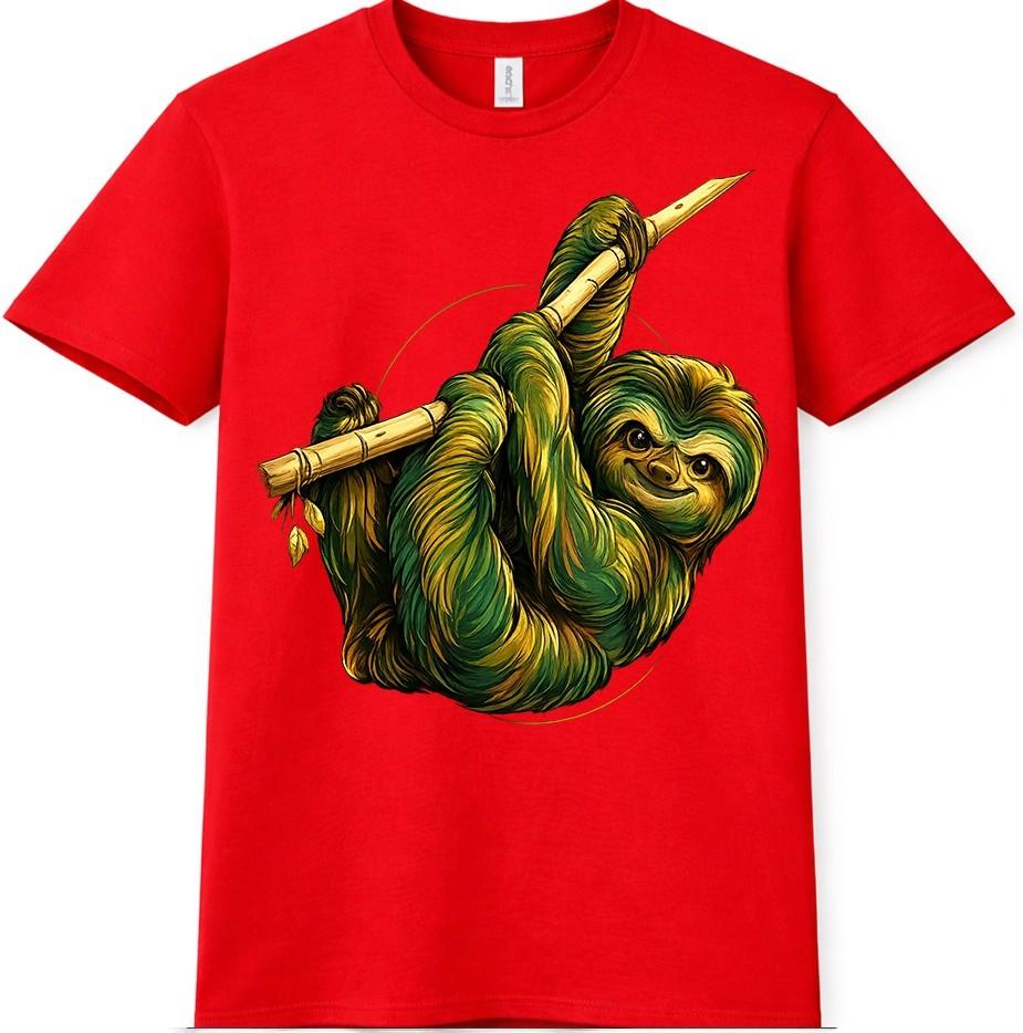 Cute Sloth T Shirt Hanging Lazy Animal Graphic Tee Funny Lover Casual Top S