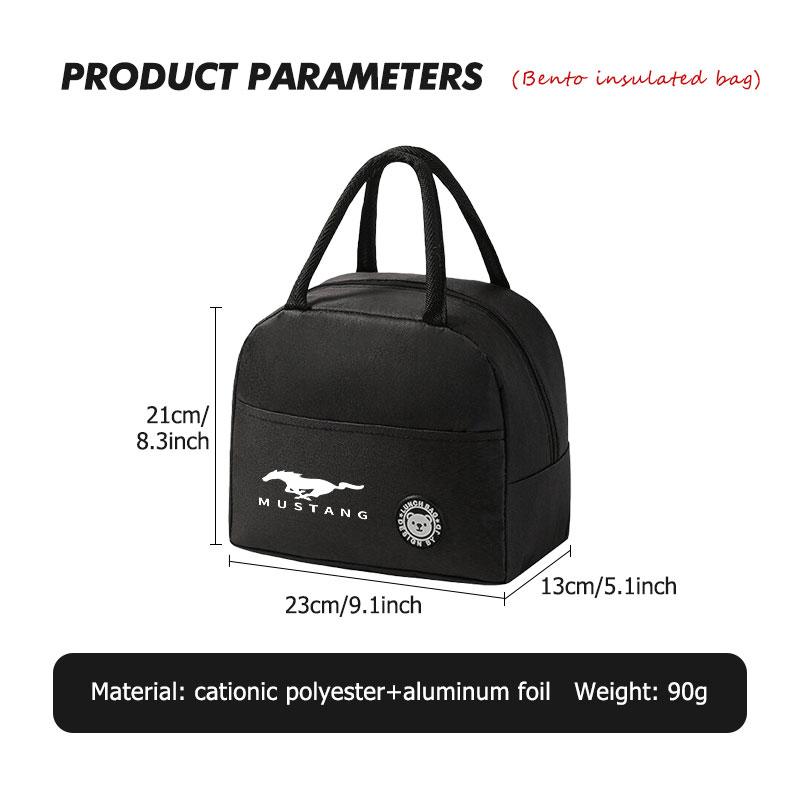 For Mustang Car Logo Lunch Box Organiser Bag Outdoor Camping Insulated Bag Universal Big Size Shelby GT