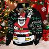 Men's Funny Novelty Christmas Print Button Pullover Hoodie Sweatshirt for Holiday Party
