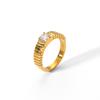 Geometric Titanium Steel Open Ring With Diamond Embellishments For Women