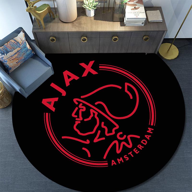 AFC Ajax Amsterdam Logo Runder Teppich, Rutschfester Waschbarer Kreis Teppich Für Wohnzimmer Schlafzimmer Spielzimmer, Sportfan Dekoration, Feiertags Geburtstagsgeschenk