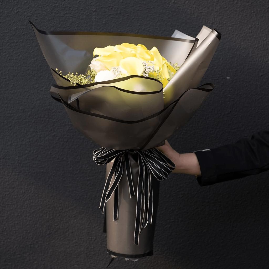 20 Stück Goldrand Frischblumen Geschenkpapier, DIY Basteln, Geschenkverpackung oder Geschenkboxverpackung, Wasserdichtes Blumenpapier 22,8X22,8 Zoll