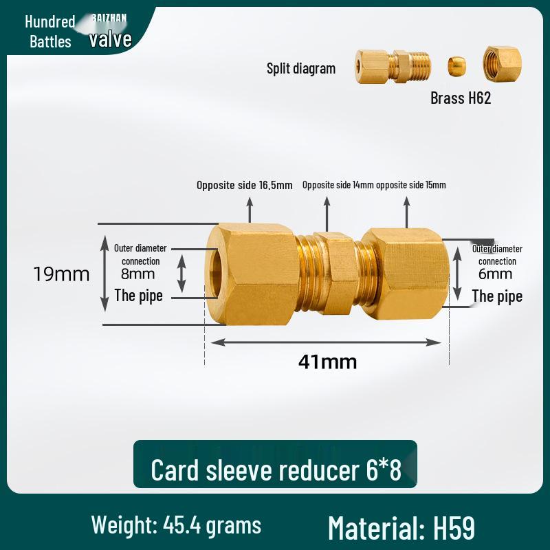 Copper Pipe Ferrule Connector for Air Conditioners: 8/10/15/22mm Reducer, Quick Solderless Fitting for Variable Diameter Joints