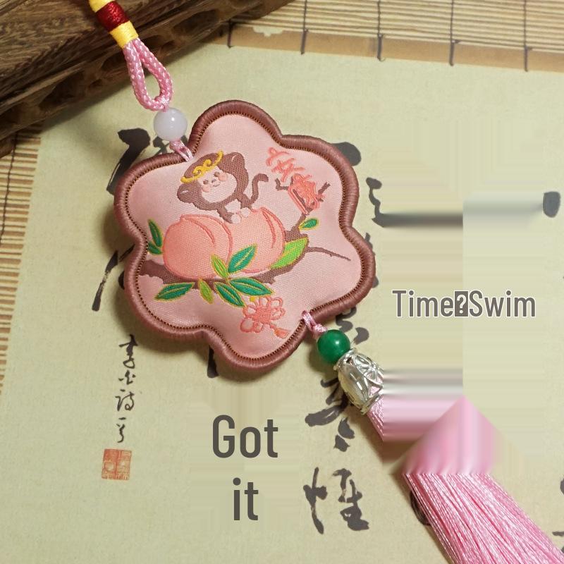 New Style Ancient Embroidery Scented Sachet with Tassels - Peace & Fortune Pendant