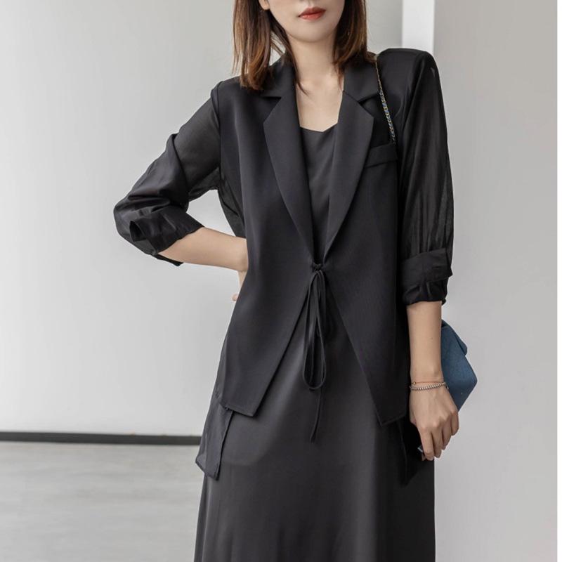 

Весенний кружевной кардиган в корейском стиле 2025 года: Однотонный пиджак средней длины Large