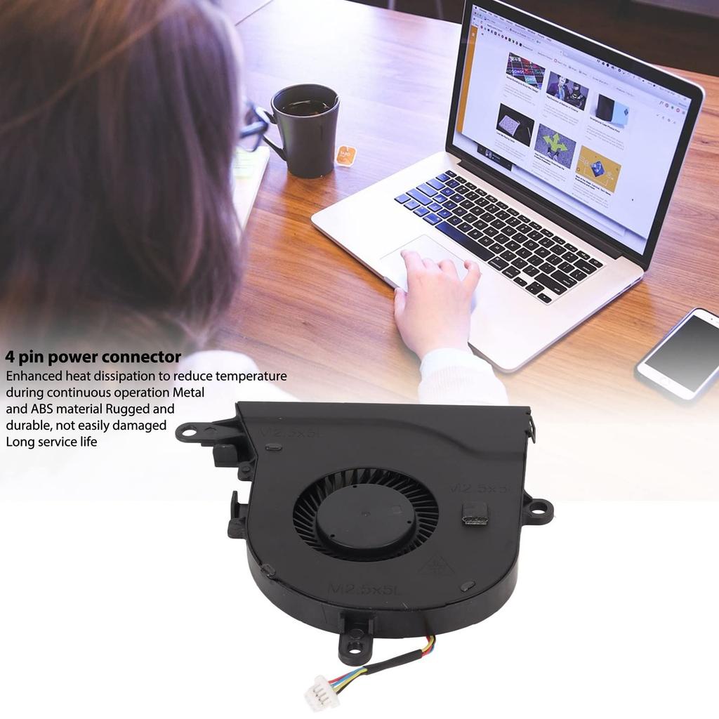 CPU Cooling Fan for Dell, Replacement Laptop CPU Cooling Fan with 4-Pin Power Connector, for Dell Inspiron 15 3501 3505 3595 3585 3593, DC 5V 0.5A