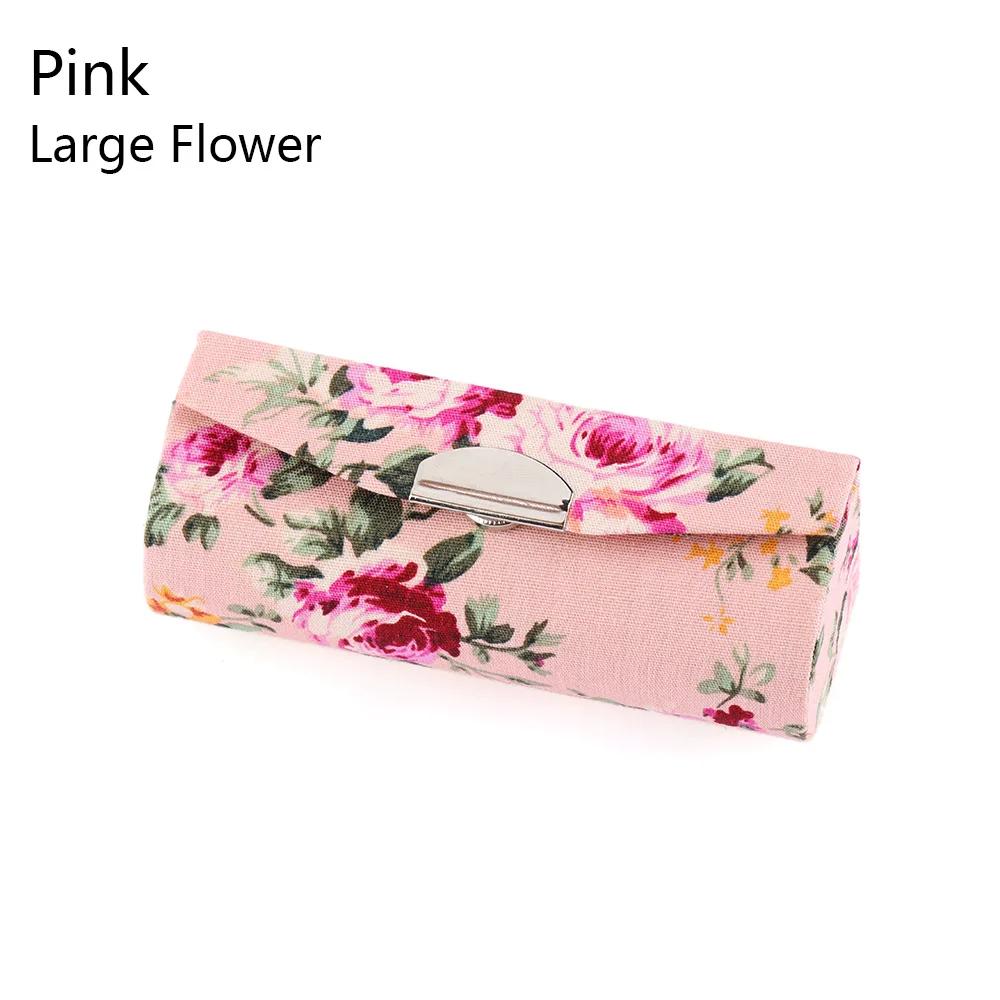 Portable Lipstick Case Retro Embroidered Flower Designs Lip Gloss Box With Mirror Lipstick Packaging Box Women Jewelry Holder