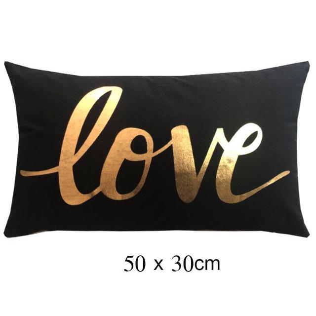 Golden Love Leaves Bronzing Cushion Decorative Pillow Black And White Velvet Pillowcase Home Decor Sofa Throw Pillows 17*17Inch