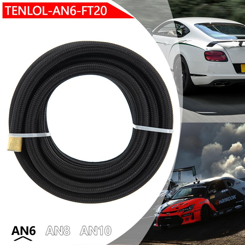 Free Shipping 10/20 FEET 3m/6m AN6 AN8 AN10 PTFE Oil Fuel Hose NYLON Braided Inside PTFE