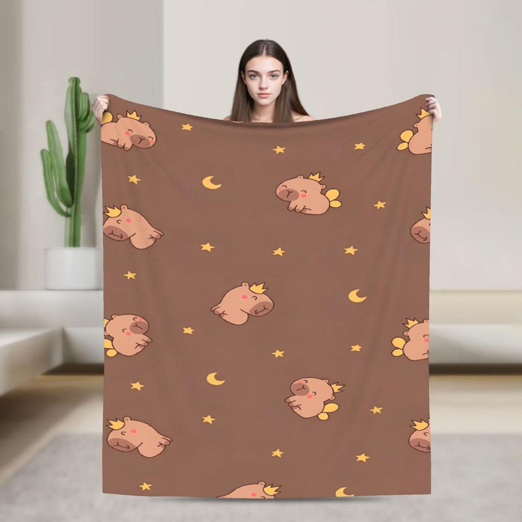 Capybara Blanket Quality Soft Warm  Bedding Throws Winter Girls Boys Couch Chair Sofa Bed Print Bedspread