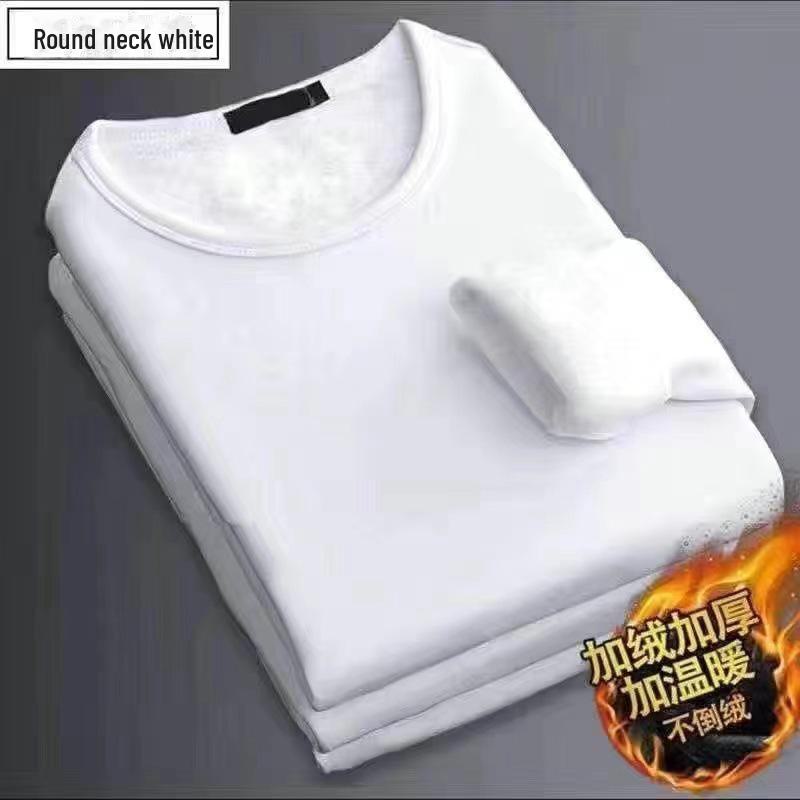 Men's Velvet-Thickened Thermal Long-Sleeve Slim-Fit T-Shirt in Solid Colors