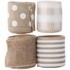 4 Rolls Burlap Wired Ribbons 2.5 inch Polyester Ribbons Farmhouse Ribbon  Thanksgiving