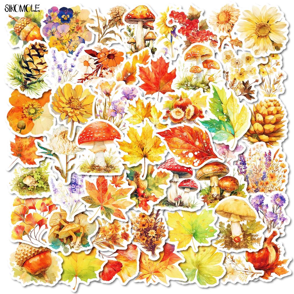 10 30 50Pcs Cartoon Fallen Leaves Stickers Autumn Plants Diy Phone Laptop Guitar Travel Luggage Skateboard Toys Graffiti Sticker