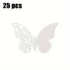 1Set 25Pcs 3D Butterfly Wine Glass & Wall Decor Stickers - Laser - Cut Skeleton Paper Cup Cards for Weddings, Pink & White
