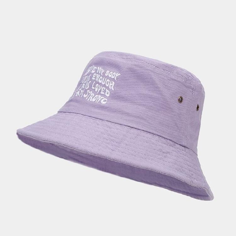 Girl Embroidery Letter Fisherman Hat Wide Brim Bucket Hat Spring Sunproof Hat