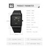 Men's Square Silent TPU Leather Strap Black Simple Thin Stylish Arm Watch Men's Waterproof Business Casual Men's Gift Black Blue Waches for Men