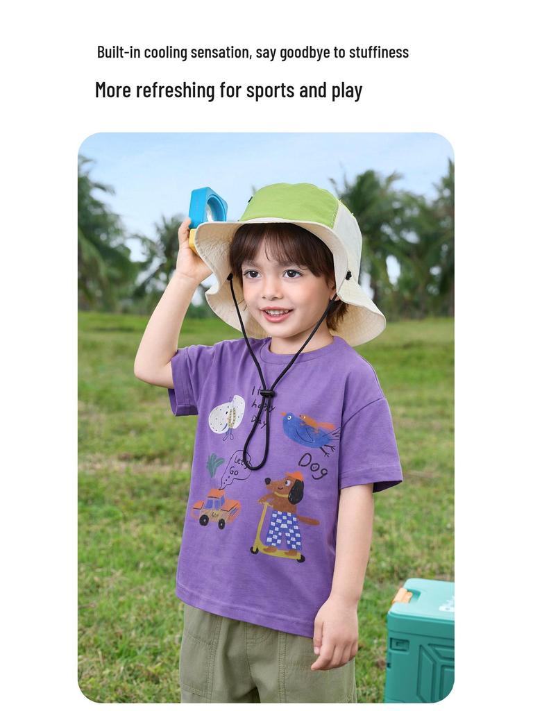 European Boys' Cool-Touch Cotton Short-Sleeve T-Shirt, Summer 2026 Collection for Toddler and Kids