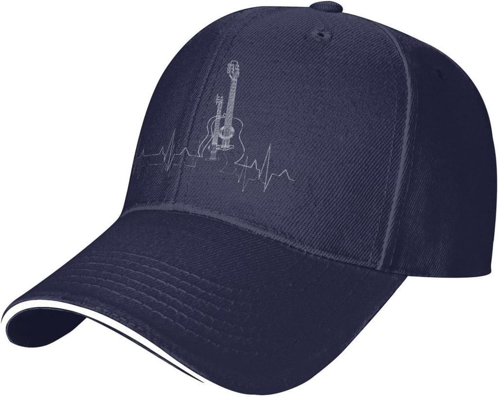 Acoustic Guitar Heartbeat EKG Baseball Cap Unisex Adjustable Polyester Music Lover Dad Hat