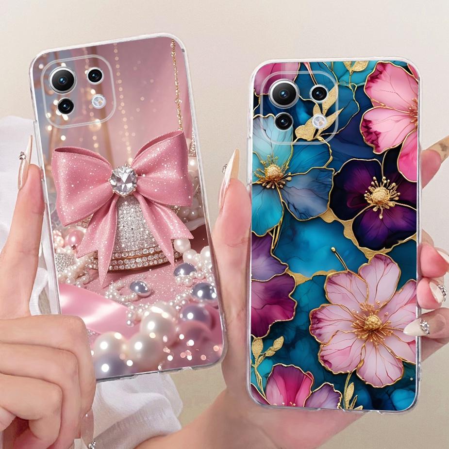 For Xiaomi Mi 11 Lite Case Luxury Flowers Butterfly Painted Cover Soft Silicone Case For Xiaomi Mi 11 Pro Mi11 Ultra Fundas Bags