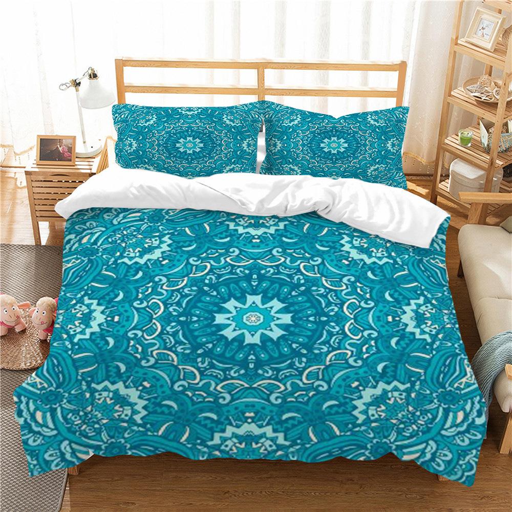 Geometric Shape Quilt Cover Pillowcase Two Three Piece Set Polyester Home Textile Kit 3D Digital Printing