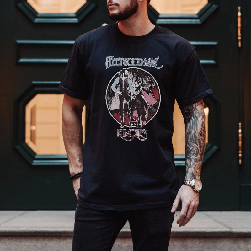 American Fleetwood Mac Rumored Retro Rock Band Men's T-shirt Summer New Retro Fashion Men's and Women's Streetwear