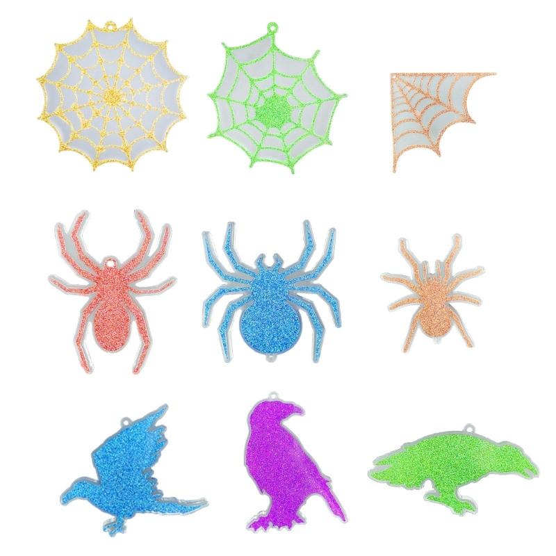 Glossy Silicone Resin Molds Halloween Spiders Keychain Mold DIY Pendant Ornaments Jewelry Epoxy Resin Crafting Mold