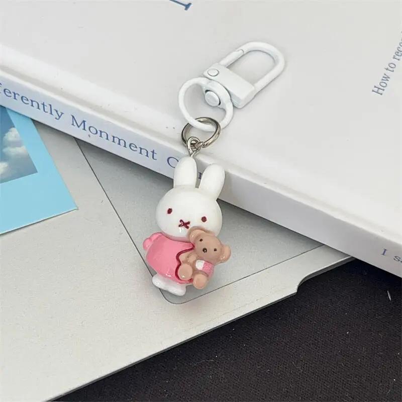 Kawaii Miffy Rabbit Keychain Cute Outfit Miffy Rabbit Keychain Cute Girlish Cartoon Student Bag Best Friend Gift
