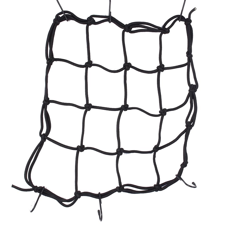 Motorbike Motorcycle Helmet Bungee Luggage Cargo 6 Hooks Black Net Hold Down