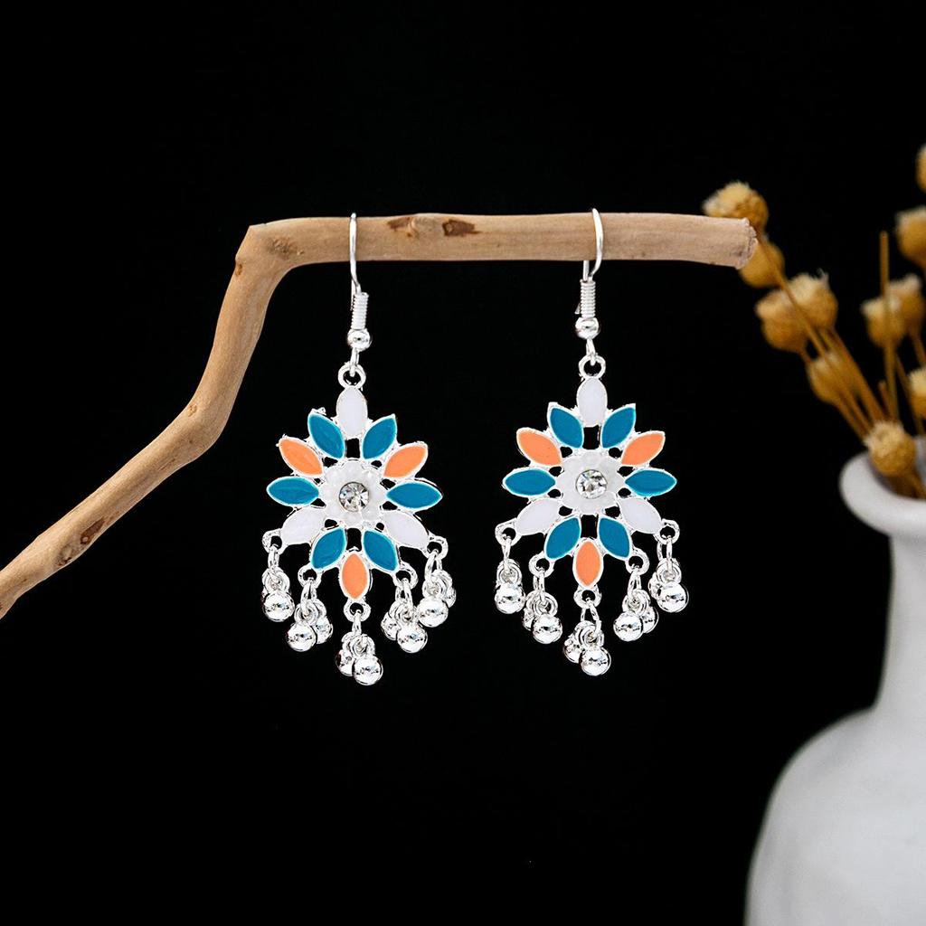 Vintage Ethnic Miao Silver Teardrop Tassel Earrings