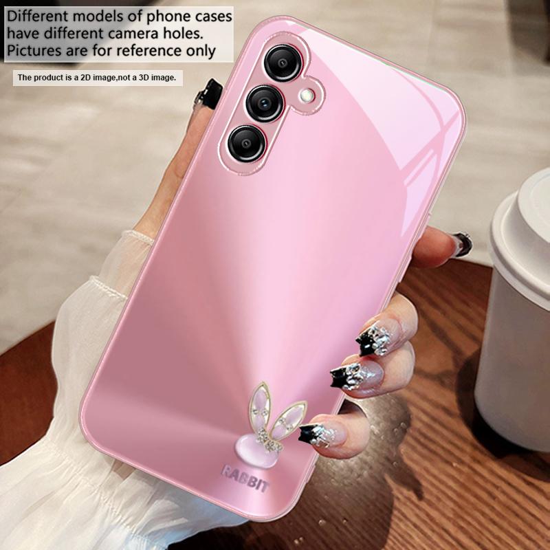A Cute Light Blue Rabbit For Samsung A73 72 71 A70 56 55 54 A53 52 51 50 42 A35 A34 33 32 31 26 25 24 23 22 30 Glass Phone Case