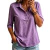 Women Casual Half Sleeve Shirt Lightweight Buttoned Polo Collar Top Relaxed Fit Tunic Blouse for Everyday Wear