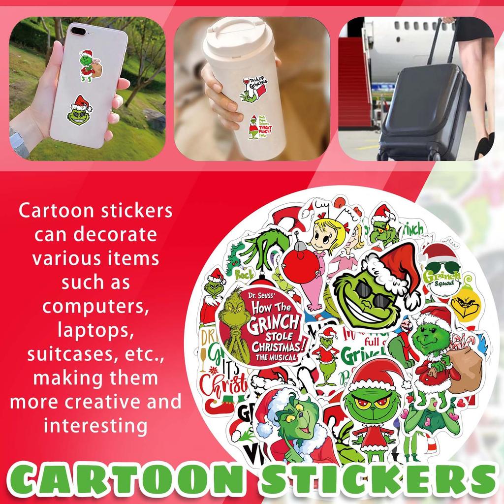 50 Grüne Haaraufkleber, Rucksack-Rückendekoration, Cartoon-Aufkleber, Isolierung