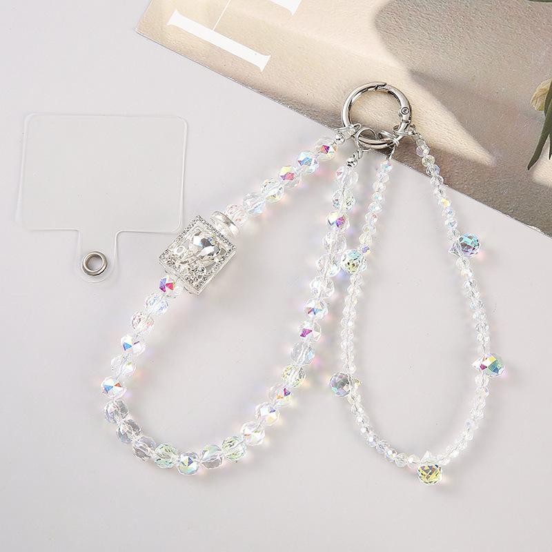 Small Fragrance Style Handmade Short Crystal Bead Double Layer Diy Phone Chain