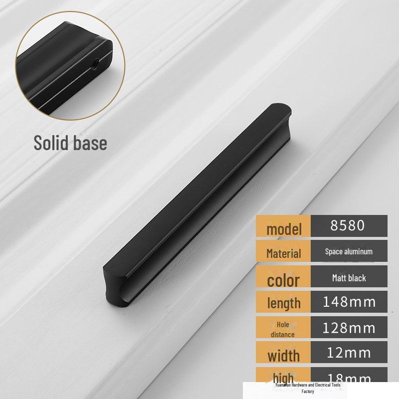 Černá a šedá moderní luxusní úchytka zásuvky skříňky