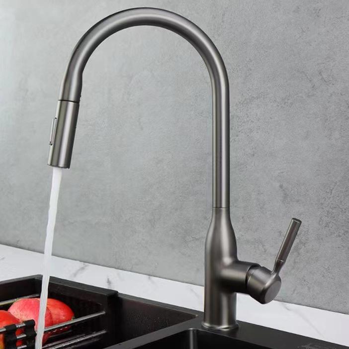 

Смеситель для кухни с выдвижным носиком, вращающиеся пружинные смесители, латунный смеситель, краны для горячей и холодной воды с выдвижным распылителем, хром as the picture 1