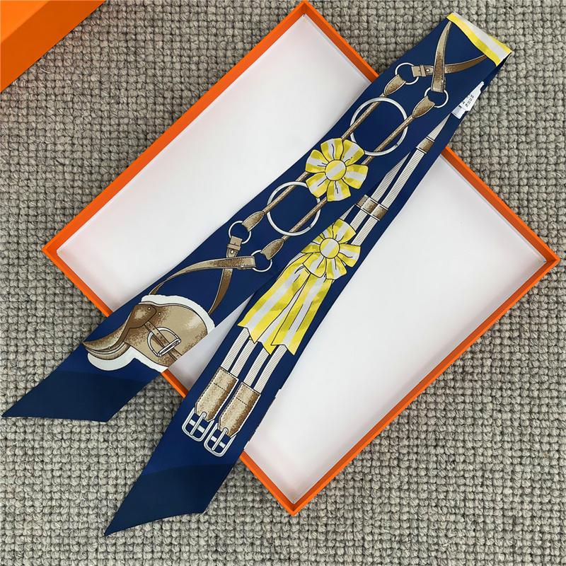 POBING Animals Print 18m/m Twill Silk Scarves Women Luxury Brand Scarf Bag Ribbons Tie Head Scarf Small Long Skinny Scarf 86*5CM