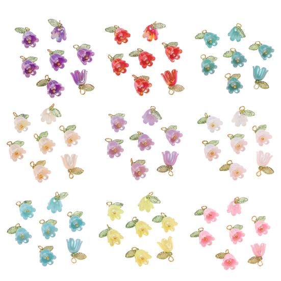 10Pçs Pingente DIY Flor do Vale de Resina com Textura de Simulação Tridimensional