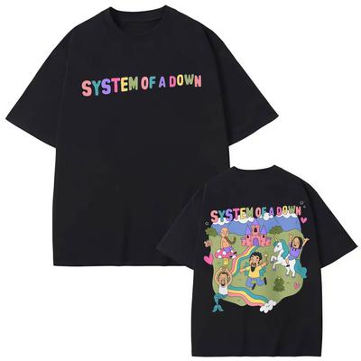 Camisetas Gráficas de Dibujos Animados de Rock Band System of A Down Moda Y2k Camisetas de Manga Corta Hombres Mujeres Camiseta Casual de Algodón Streetwear