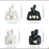 Ceramic Couple Figurine Creative Heart-shaped Human Sculpture Black and White Decorative Figure Room and Office Decoration Gift