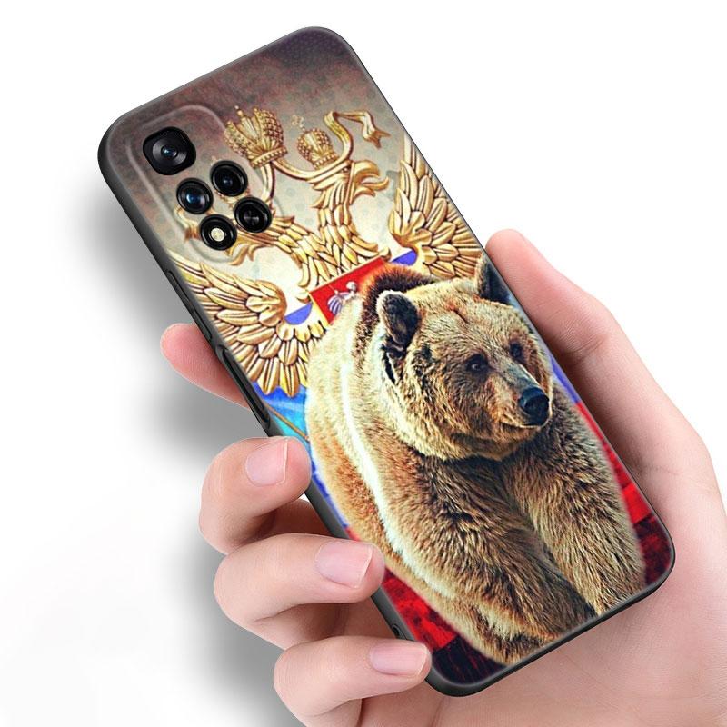 Russia Flag National Emblem Black Silicone Phone Case For Xiaomi POCO X3 X4 NFC F5 M3 M4 M6 X5 X6 Pro F3 F4 GT 5G C55 C65 M5