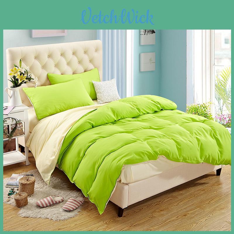 Luxuriöse einfarbige Bettdeckenbezug Steppdecke Twin Queen King Size Uni Bettwäsche-Set