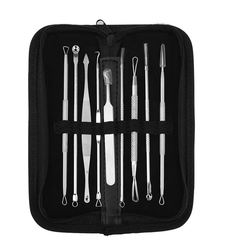 7/9pcs Nose Blackhead Needle Acne Remover Loop Pimple Cleaning Tool Whitehead Removal Stick Facial Skin Pore Cleaner With Box