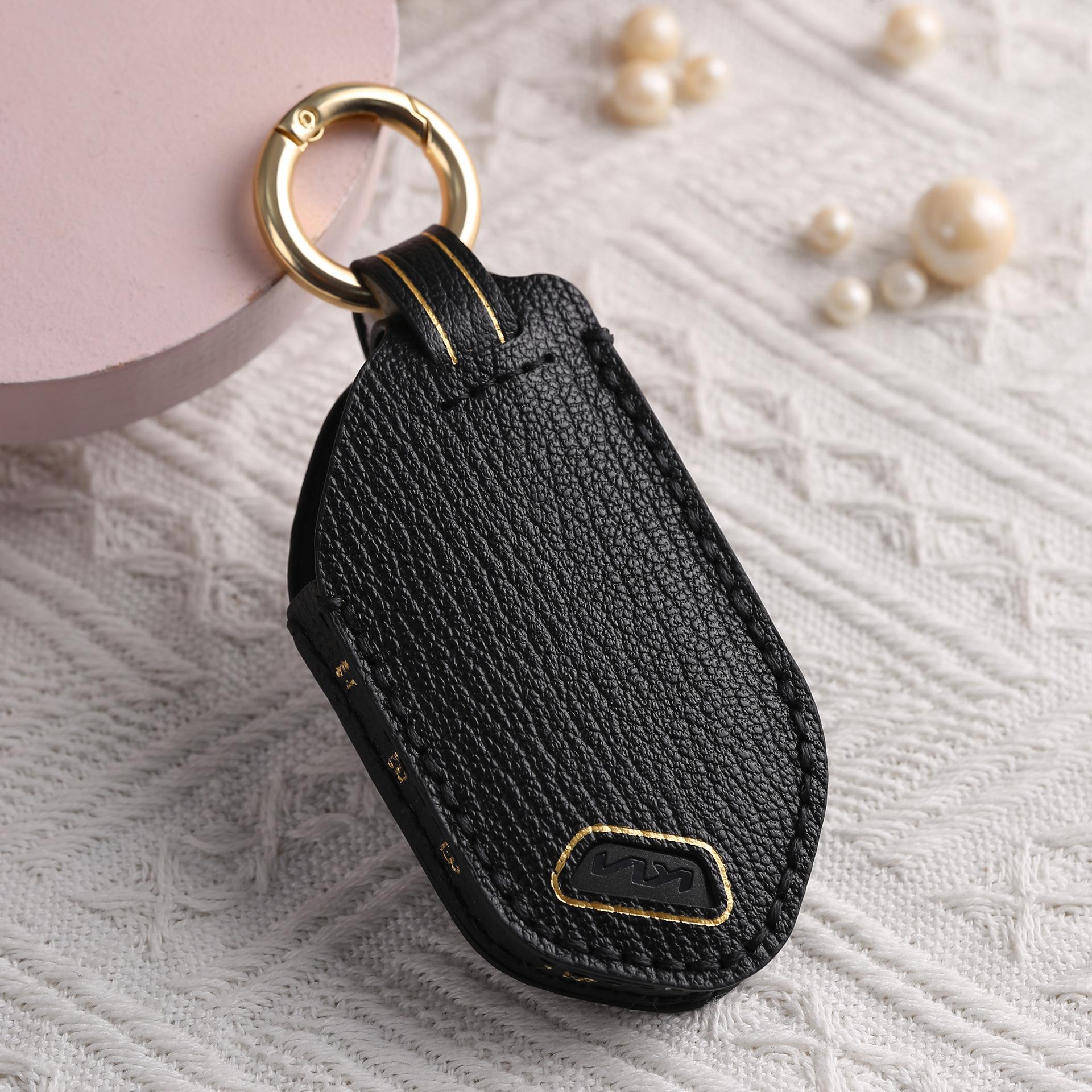 

Customized for the new Kia EV5 key cover, Korean KIA car leather handmade high-end cowhide protective bag чёрный